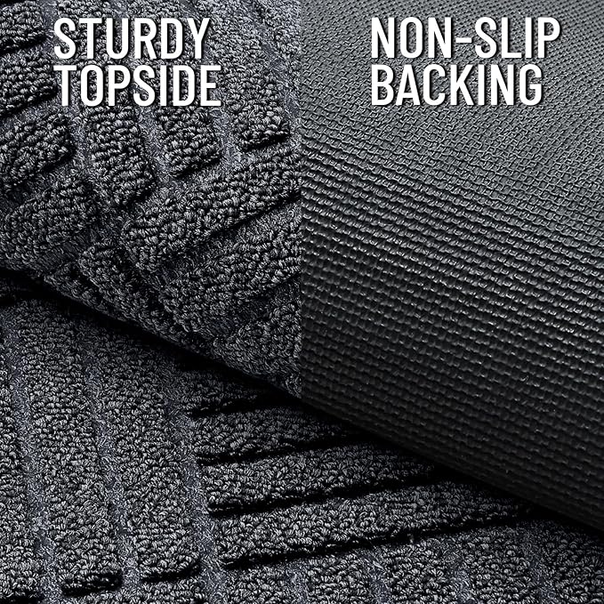 OLANLY Front Door Mat Outside Entrance 29.5x17, Absorbent, Heavy Duty Sturdy Natural Rubber Doormat Indoor Outdoor, Stain Fade Resistant, Non-Slip Low Profile Floor Mat Entryway, Black Gray Diamond