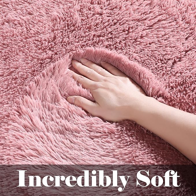 ONASAR Blush Runner Rugs for Bedroom Living Room, Fluffy 2x6 Bedside Hallway Area Rug, Ultra Soft Plush Furry Faux Fur Non Slip Floor Carpet for Nursery Kids Dorm Closet Home Decor Aesthetic