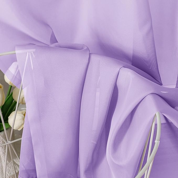 Aiyufeng Light Purple Sheer Curtain Panels Pair Sold 45 Inch Length, Light Filtering Window Curtain Drapes Treatment for Kitchen, Bedroom/Children Room, Voile Top Dual Rod Pocket, 2 Pack of 42 x 45"