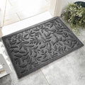 Grey Leaves Outdoor Indoor Entrance Doormats, Absorbent Durable Heavy Duty Welcome Front Door Mat,Thick Natural Rubber Back,Easy Clean Entryway Mat 17x30 Inch, Low Profile