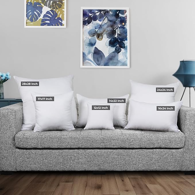Utopia Bedding 28x28 Pillow Inserts, Set of 2, White – Indoor Decorative Throw Pillows for Bed, Sofa & Couch – Soft, Supportive & Fluffy Cushion Inserts