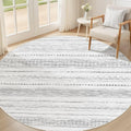 Nakagishi Round Rug Boho Area Rugs: 5x5 Washable Large Circle Neutral Soft Stain Resistant Non-Slip Carpet for Women Aged 25-45 Farmhouse Decor Enthusiasts - Living Room Bedroom Dining Room Nursery