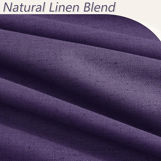 Guken 100% Blackout Curtains 108 Inch Length 2 Panels Set for Living Room Bedroom Back Tab Thermal Insulated Black Out Linen Drapes Room Darkening New Purple,52x108