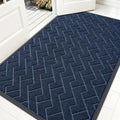 OLANLY Front Door Mat Indoor Outdoor Entrance, Waterproof All-Season, All-Weather Doormat, Sturdy Natural Rubber, Low Profile, Easy Clean Patio Porch Entryway Mat, Herringbone Brick (Blue, 59x35)