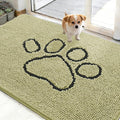 OLANLY Dog Door Mat for Muddy Paws 48x30, Paw Print Design, Absorbs Moisture and Dirt, Absorbent Non-Slip Washable Doormat, Quick Dry Chenille Mud Mat for Dogs, Entry Indoor Entryway Carpet, Vanilla