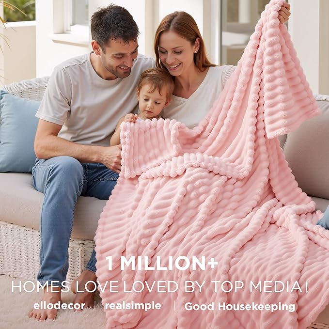Bedsure GentleSoft Coral Pink Fleece Twin Blanket for Couch - Super Soft Cozy Blankets for Women, Cute Small Blanket for Girls, 60x80 Inches