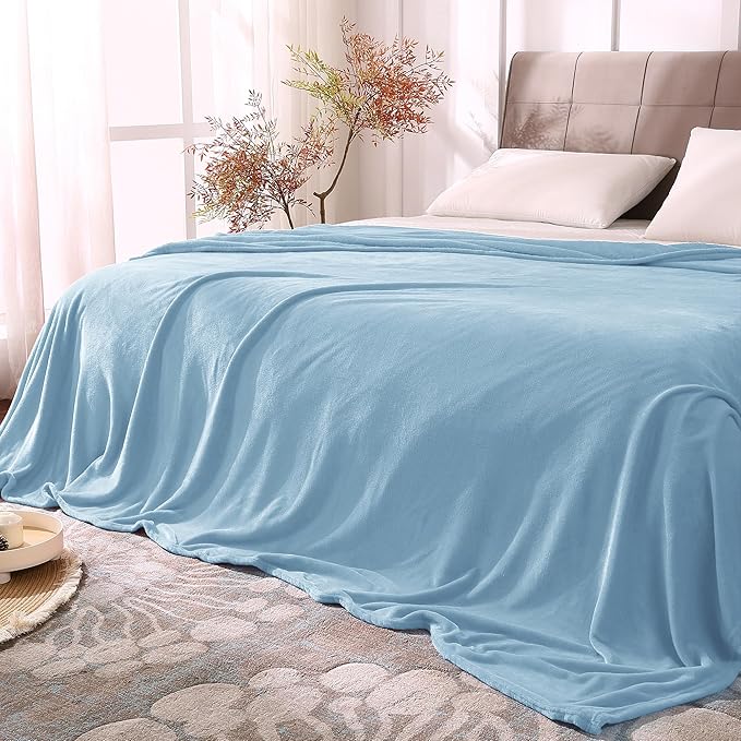 BEDELITE Fleece Blanket King Size Blankets for Bed, Luxury Plush Cozy Fuzzy Blanket 108x90 inches, Super Soft Warm Lightweight Throw Blanket All Seasons Suitable, Washed Blue