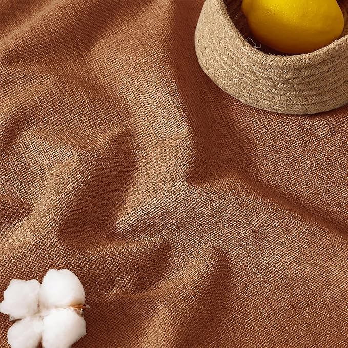 RYB HOME Burnt Orange Total Blackout Curtains Linen Texture, Fall Curtains for Bedroom/Living Room/Sliding Door, Thermal Insulated Boho Farmhouse Home Decor, Luxury Privacy Drapes, W52xL96, 2 Panels
