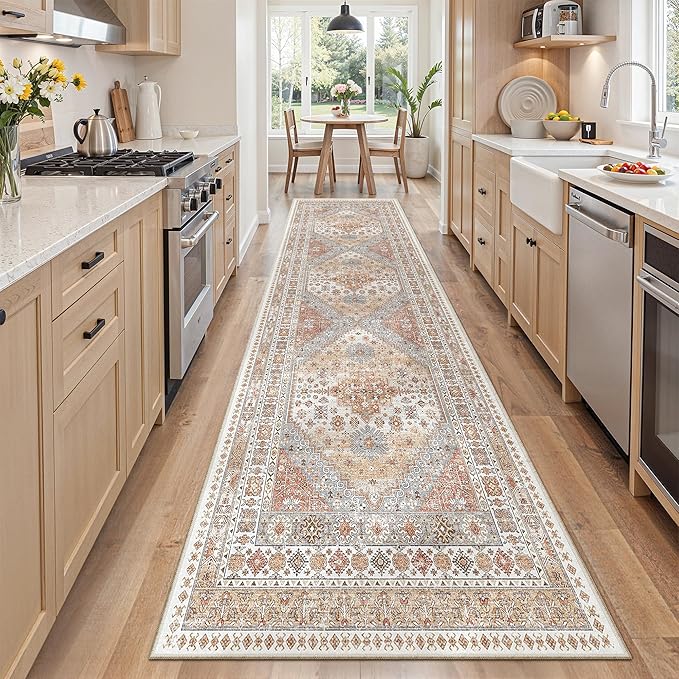zesthome Washable Runner Rug 2.5x8 - Stain Resistant Entryway Rugs, Ultra-Thin Kitchen Rug, Anti Slip Backing Runner Rugs for Entrance Laundry Room Indoor Hallway (Orange,2.5'x8')