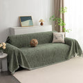 MYSKY HOME Boho Couch Cover Moss Green Sofa Covers with Tassel Farmhouse Sofa Slipcover Simple Couch Protector for Dogs Chenille Sectional Couch Covers L Shaped Couch Cushion Covers, 91"x 134"