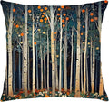 Rustic William Morris Inspired Autumn Forest Decor Pillow Covers 18x18,Vintage Botanical Nature Decorative Throw Pillow Covers for Home Bedroom Living Room