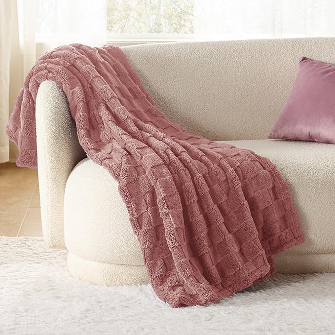 Bedsure GentleSoft Dusty Pink Throw Blanket for Couch - Super Soft Cozy Blankets Gifts for Women Kids Girls, Cute Small Fleece Throws for Bedroom Home Decor, 50x70 Inches