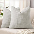 decorUhome Light Grey Chenille Throw Pillow Covers 20x20 Set of 2 Textured Soft Cozy Slubby Couch Pillow Covers Modern Farmhouse Boho Decorative Pillow Cases for Bed Sofa Living Room