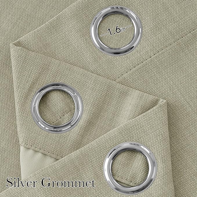NICETOWN Faux Linen Beige Blackout Curtains 84 inches Long for Living Room - Privacy Panels for Bedroom, Modern Farmhouse Style Easy Care Grommet Top, 2 Panels, W52 by L84