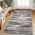 Lansny Modern Abstract Small Area Rug Indoor, Dark Light Brown White 3x5 Washable Rug Non-Slip Soft Entryway Rug Kitchen Mats Thin Print Faux Wool Floor Carpet Throw Rugs for Entrance Bedroom