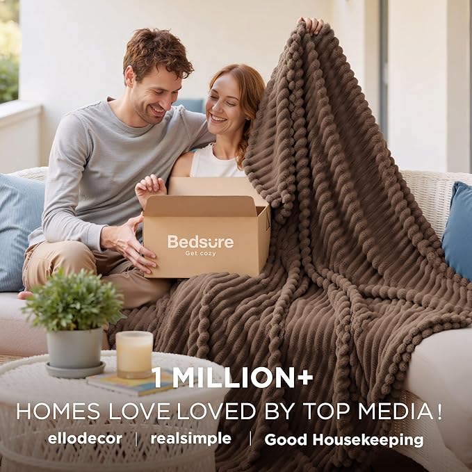 Bedsure GentleSoft Brown Fleece Blanket for Couch - Cozy Soft Blankets for Women, Cute Small Throws for Girls, 50x60 Inches