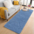 OLANLY 2x6 Machine Washable Runner Rugs for Hallway, Soft Fluffy Shaggy Bedside Rugs for Bedroom, Living Room, Indoor Floor Carpet for Kids Girls and Boys, Home Decor Aesthetic, Blue