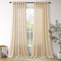 Extra Long Curtains 102 Inches Long for Living Room Tan Back Tab Rod Pocket Light Filtering Semi Sheer Drapes Cotton Linen Textured Window Curtain for Bedroom 9 FT,2 Panels