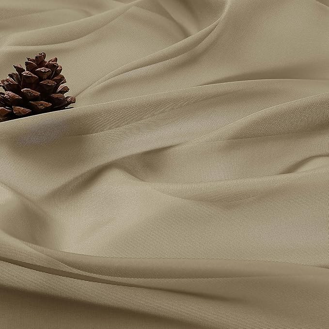 OWENIE Sheer Taupe Curtains 108 Inches Long for Living Room Bedroom 2 Panels Set, Lightweight Airy Taupe Sheer Curtain, Filmy Voile Rod Pocket, 2 PCS, Each 59" W x 108" L