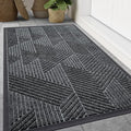 Smiry Front Door Mat Outside Entrance, Heavy Duty Sturdy Natural Rubber Doormat, Trap Dirt and Moisture, Easy Clean Low Profile Welcome Floor Mats for Indoor Outdoor Entry, 59x23 Inch, Grey