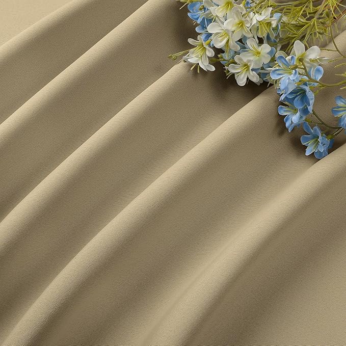 CUCRAF Beige Blackout Curtains 45 inch Length 2 Panels Set, Rod Pocket Room Darkening Drapes for Bedroom Living Room, Insulated Thermal Light Blocking Window Curtain (W52 x L45 Inch)