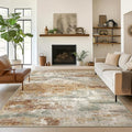 BEIMO Area Rugs 9x12 for Living Room Bedroom, Modern Abstract Machine Washable Rug, Large Soft Low Pile Floor Cover with Non Slip Backing for Dining Room, Orange Green
