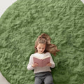 OLANLY Green Round Rugs for Bedroom - Machine Washable, 7 ft Circle Area Rugs for Living Room, Soft and Fluffy Shaggy Carpet for Teen Girl and Boys, Nursery Rooms, Dorms, Home Decor Aesthetic