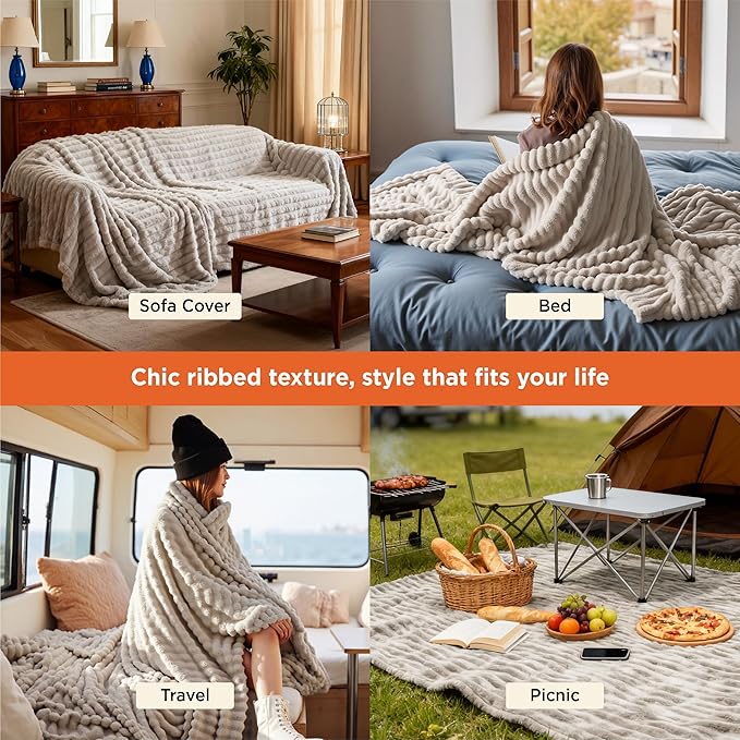 Bedsure GentleSoft Fleece Bed Blankets Full Size - Cozy Soft Blankets for Women, Cute Small Throws for Girls, Beige, 84x90 Inches