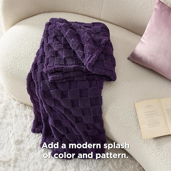 Bedsure GentleSoft Twin Blanket for Bed - Super Soft Cozy Blankets for Kids Girls, Cute Fuzzy Fleece Mother's Day Throws for Bedroom Couch, Purple, 60x80 Inches