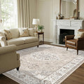Living Room 6x9 Area Rugs: Farmhouse Washable Ultra Soft Carpet for Bedroom Nursery Indoor Vintage Stain Resistant Rug for Dining Room Non-Slip Durable Neutral Floor Mat for Pet Owners(6x9 Beige)