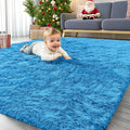 OLANLY Area Rugs for Living Room Bedroom, Machine Washable 4x5.9 ft Soft Fluffy Shaggy Bedside Rug, Indoor Floor Carpet for Kids Girls and Boys, Dorms, Nursery Rooms, Home Decor Aesthetic, Bright Blue