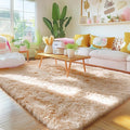OLANLY 4x8 Area Rugs for Living Room Bedroom, Machine Washable Soft Fluffy Shaggy Bedside Rug, Indoor Floor Carpet for Kids Girls and Boys, Dorms, Nursery Rooms, Home Decor Aesthetic, Beige