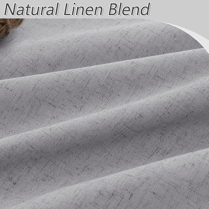 Guken Grey 100% Blackout Curtains 120 Inch Length 2 Panels Set for Living Room Bedroom Back Tab Thermal Insulated Black Out Linen Drapes Room Darkening Window Curtains 52x120
