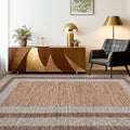 GarveeHome Small Bedroom Area Rug 3x5 Bordered Area Rug for Living Room Nursery Non Slip Kitchen Throw Carpet Low Pile Modern Rugs Washable Bathroom Mat Soft Brown Rugs for Laundry, Dark Brown