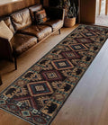 Hallway Runner Rug 2x8 Indoor Door Mat - Western Rug Bear Rustic Cabin Non-Slip Entryway Rug, Low Pile Tribal Print for Kitchen, Bedroom