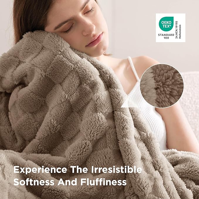 Bedsure GentleSoft Twin Blanket for Bed Light Brown - Super Soft Cozy Blankets for Kids Girls, Cute Fuzzy Fleece Throws for Bedroom Couch, 60x80 Inches