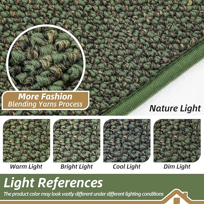 BEQHAUSE Kitchen Rugs 20"x32", Non-Slip Kitchen Mats for Floor, Super Absorbent and Stain Resistant Kitchen Rugs, Machine Washable Rugs for Kitchen, Hallway, Laundry & Sink, Green