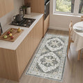 Madane Washable Area Rug 2x4, Small Entryway Rug Non-Slip Vintage Door Mat Indoor Entrance, Low Pile Floor Carpet Runner for Inside Front Door Kitchen Entry Laundry, Black