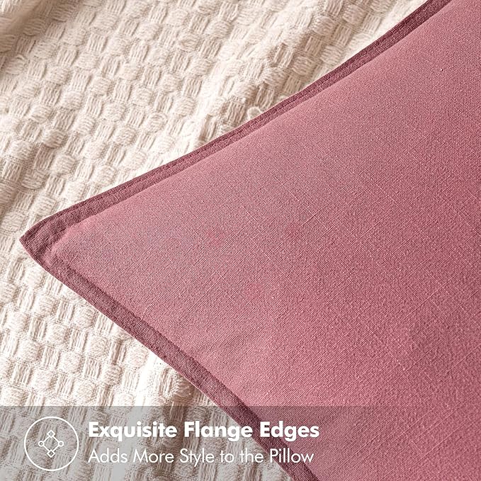 MIULEE Decorative Linen Pillow Covers 18x18 Inch Cranberry Red Boho Farmhouse Neutral Couch Throw Pillows for Bed Pack of 2 Accent Modern Pillowcase Sofa Livingroom Home Decor