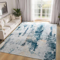 Ompaa Living Room Rug 5x8 Aqua Blue Area Rug Machine Washable Boho Rug Non Slip Abstract Vintage Indoor Large Rugs for Bedroom, Classroom, College Dorm, Farmhouse, Dining Room, Kids Playroom