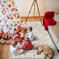 4x5 Living Room Area Rugs: Washable Farmhouse Bedside Rugs Non Slip Low Pile Vintage Small Carpet for Kitchen Bedroom Non-Shedding Printed Floor Mat for Nursery Room Office Dining Room(4x5，Beige)