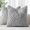 decorUhome Throw Pillow Covers 20x20 Inch Set of 2, Soft Plush Faux Wool Grey Solid Couch Pillow Covers, Accent Farmhouse Neutral Square Pillow Cases for Sofa Bed Living Room
