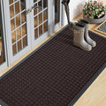 Smiry Front Door Mat Outside Entrance, Heavy Duty Natural Rubber Doormat, Non Slip, Trap Dirt and Moisture, Easy Clean, Low Profile Welcome Floor Mats for Indoor Outdoor Entry, 47x23 Inch, Brown