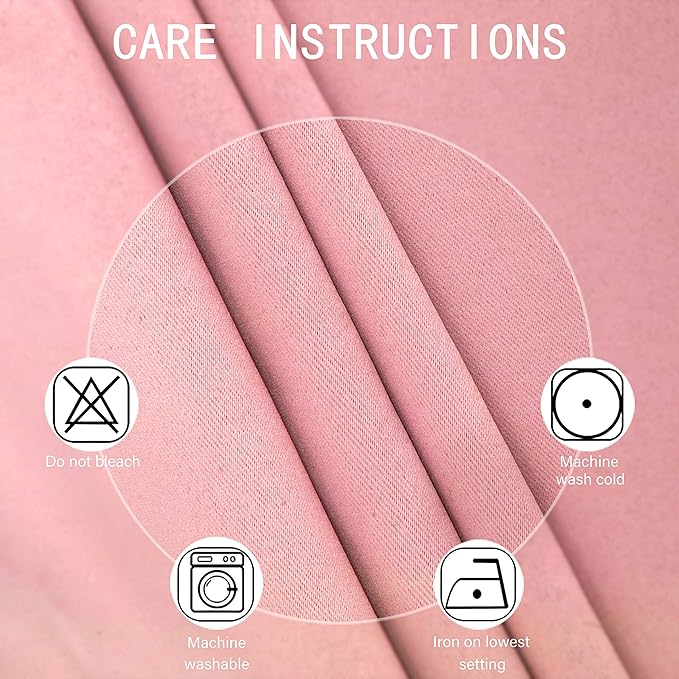 LEMOMO Blackout Curtains 42 x 95 inch/Pink Curtains Set of 2 Panels/Thermal Insulated Room Darkening Bedroom Curtains