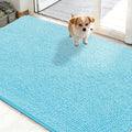 OLANLY Dog Door Mat for Muddy Paws 48x30, Absorbs Moisture and Dirt, Absorbent Non-Slip Washable Doormat, Quick Dry Chenille Mud Mat for Dogs, Entry Indoor Entryway Carpet for Inside Floor, Blue