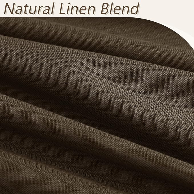 Guken 100% Blackout Curtains 84 Inch Length 2 Panels Set for Living Room Bedroom Back Tab Thermal Insulated Black Out Linen Drapes Room Darkening Chocolate,52x84