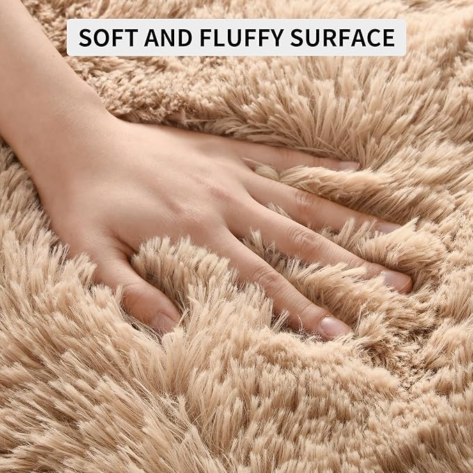 Tepook Area Rugs 9x12 for Living Room, Super Soft Fluffy Rugs for Bedroom, Modern Shaggy Rug Fuzzy Carpets for Kids, Plush Indoor Nursery Home Decor Rug with Non-Slip Bottom, Beige