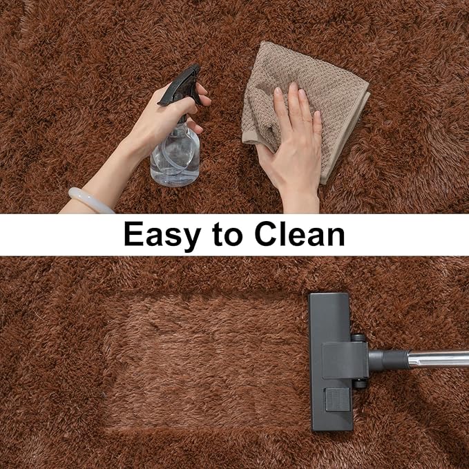 Soft Runner Rugs for Bedroom Hallways, 2x6 Brown Fluffy Shag Throw Area Rug Non Slip for Bedside Dorm, Long Shaggy Furry Carpet for Nursery Living Room