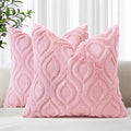 decorUhome Summer Throw Pillow Covers 26x26 Inch Set of 2, Soft Plush Faux Wool Light Pink Solid Couch Pillow Covers, Accent Euro Sham Farmhouse Neutral Square Pillow Cases for Sofa Bed Living Room