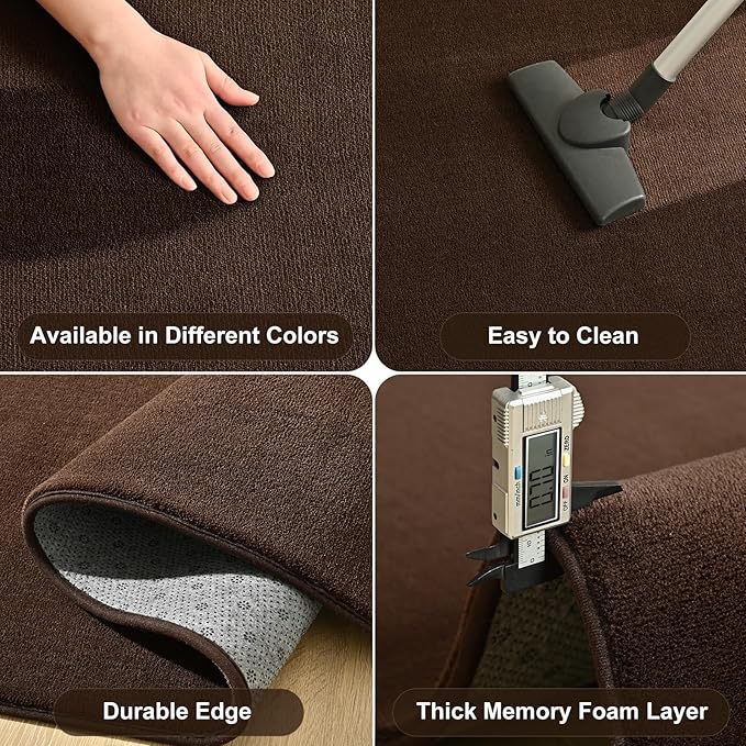 Amearea Large Modern Area Rugs for Bedroom Living Room, 5x8 Feet Brown Thickened Memory Foam Rug, Fluffy Indoor Washable Rugs Non Slip Minimalist Carpet for Boys Girls Dorm Nursery Room Decor